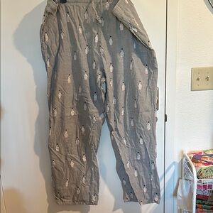 Gray Penguin Print Pajama Pants